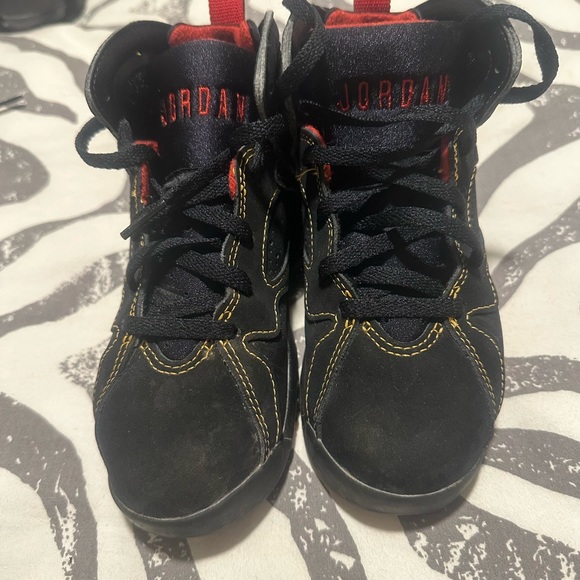 Jordan (PS) Jordan 7 Retro Black/Citrus-Varsity Red - Picture 2 of 7